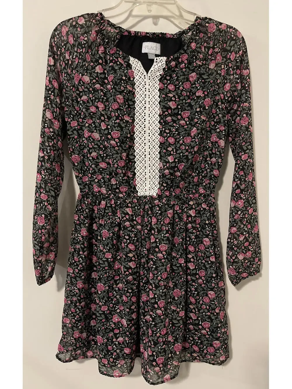 The Childrens Place, Girls, Size 14, Black, Floral, Short Style, Dress! A2384